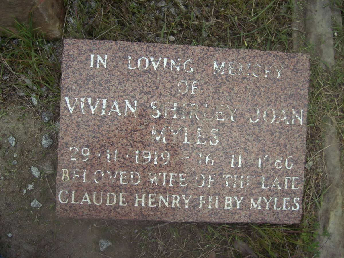 MYLES Vivian Shirley Joan 1919-1986