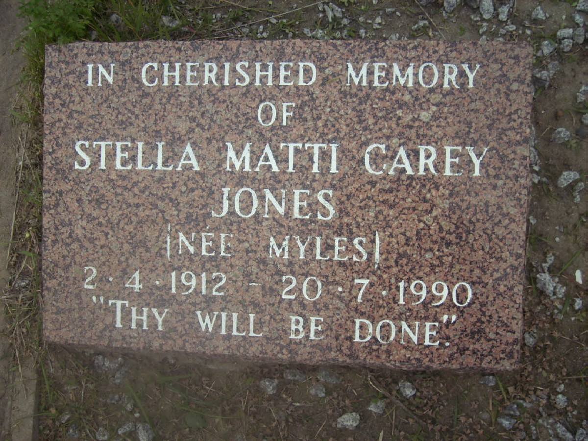 JONES Stella Matti Carey nee MYLES 1912-1990