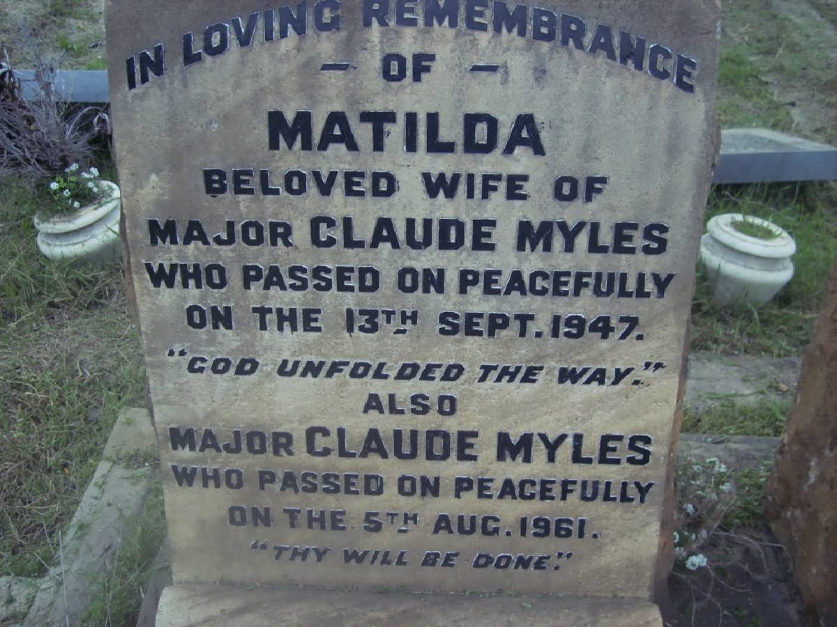 MYLES Claude -1961 &amp; Matilda -1947