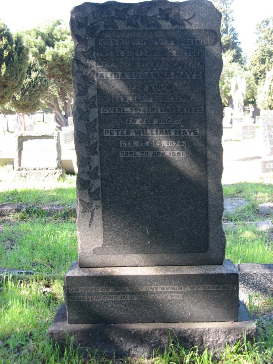 MAYS Peter William 1874-1951 &amp; Alida Susanna KUHN 1877-1929