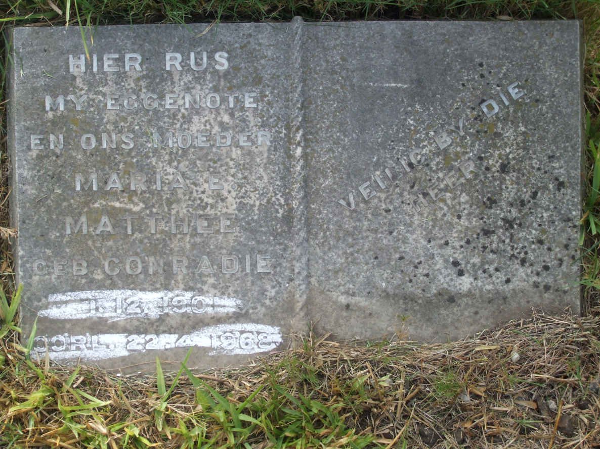 MATTHEE Maria E. nee CONRADIE  1901-1968