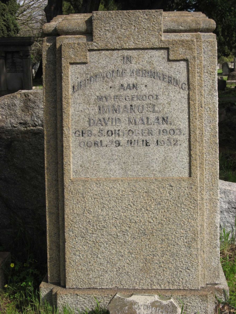 MALAN Immanuel David 1903-1932