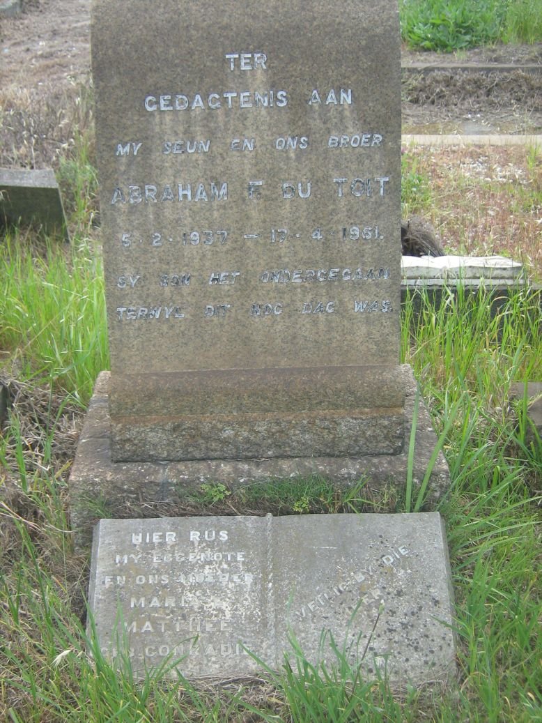MATTHEE Maria nee CONRADIE :: DU TOIT Abraham F. du 1937-19?1