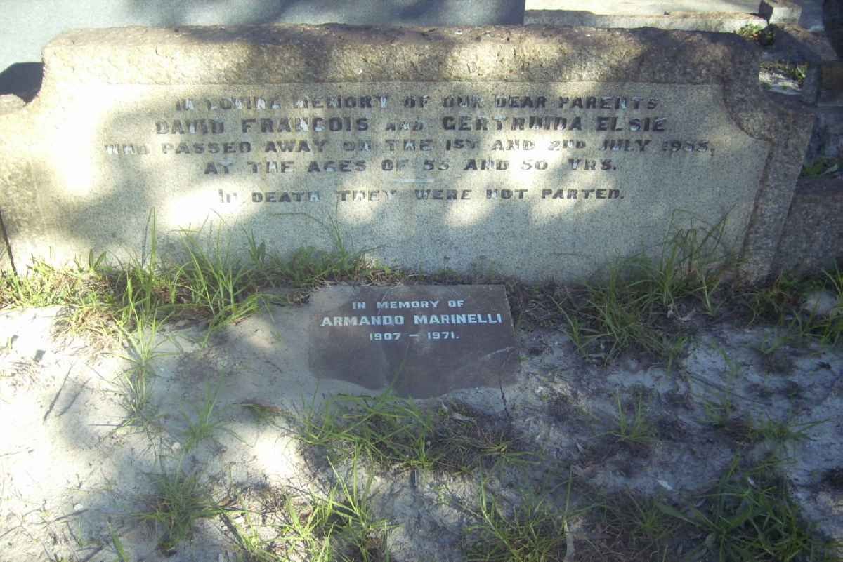 MARINELLI Armando 1907-1971 :: ? David Francois -19?? &amp; Gertruida Elsie -19??