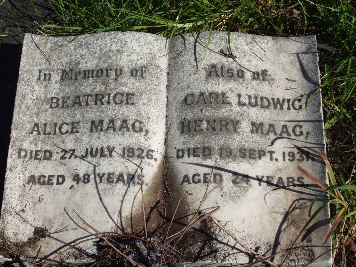 MAAG Beatrice Alice -1926 :: MAAG Carl Ludwig Henry -1931
