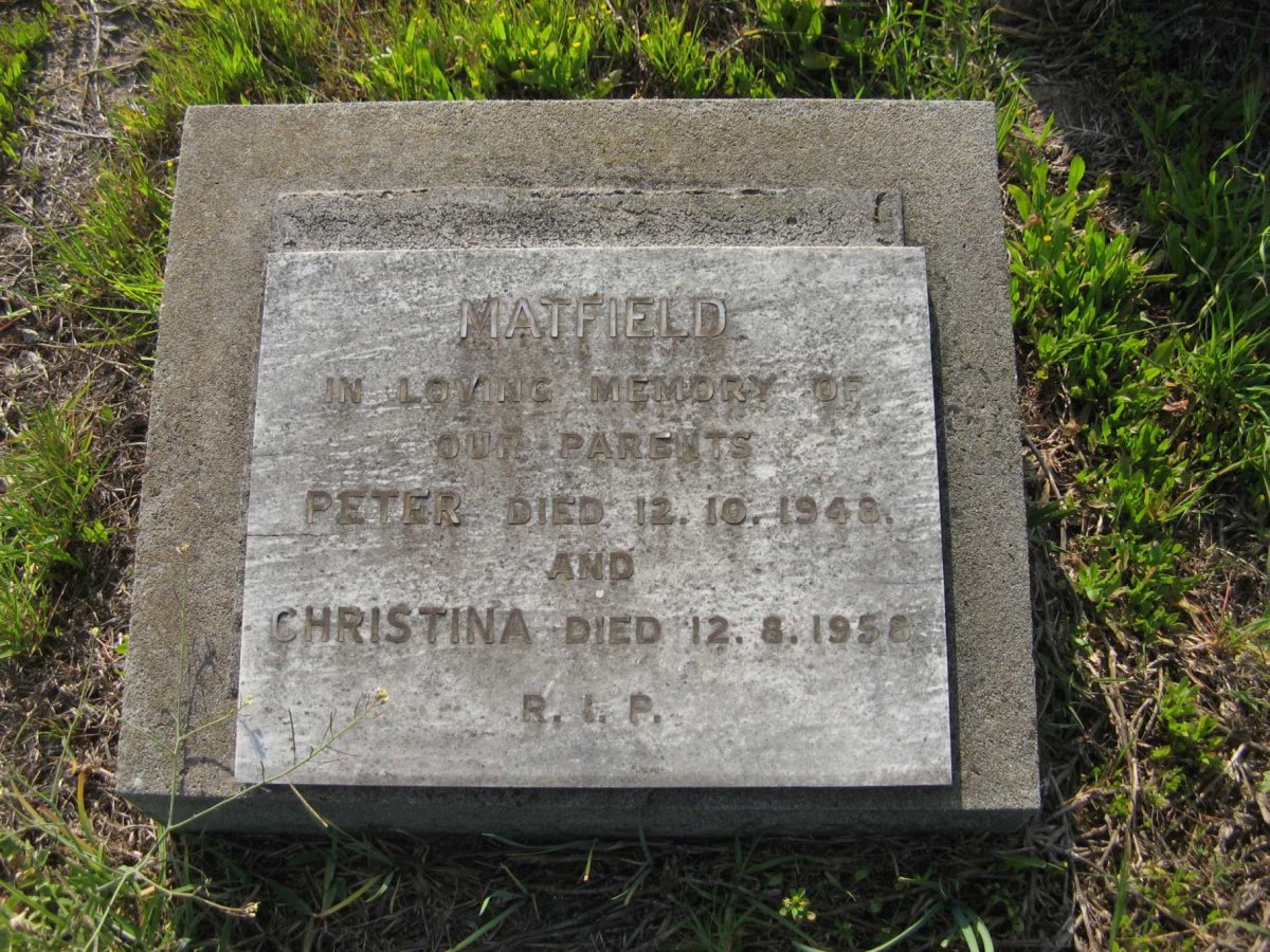 MATFIELD Peter -1948 &amp; Christina -1958