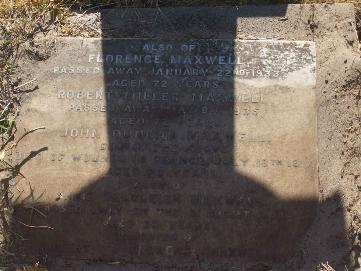 MAXWELL Robert Miller -1935 &amp; Florence -1933 :: MAXWELL John Duncan -1917 :: MAXWELL Annie Dalgleish -1949