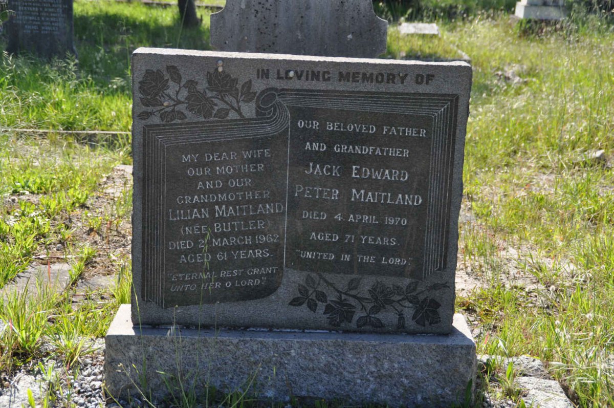 MAITLAND Jack Edward Peter -1970 &amp; Lilian BUTLER -1962