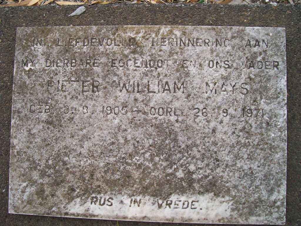 MAYS Pieter William 1905-1971
