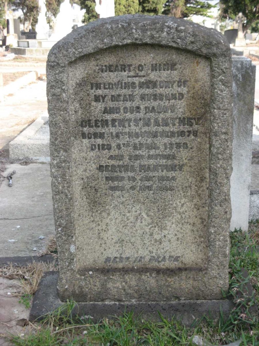 MANTHEY Clements 1878-1930 &amp; Bertha 1884-1945