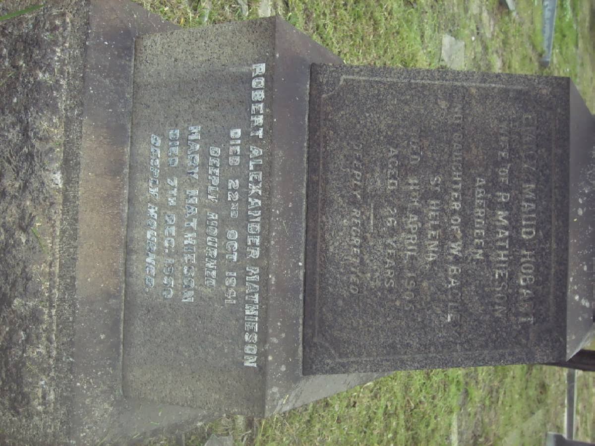 MATHIESON Robert Alexander -1941 &amp; Emily Maud HOBART -1905  :: MATHIESON  Mary -1950