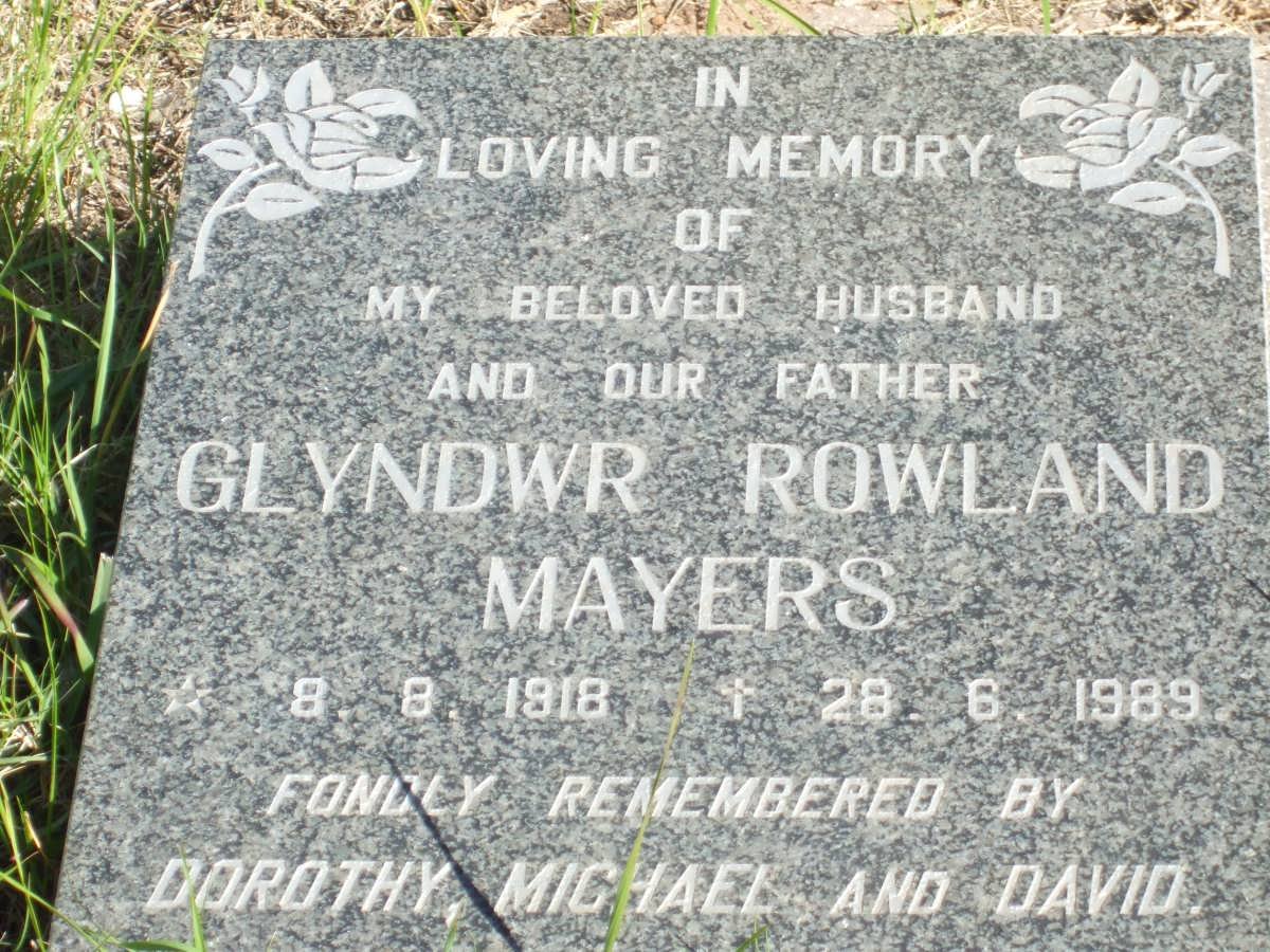 MAYERS Glyndwr Rowland 1918-1989