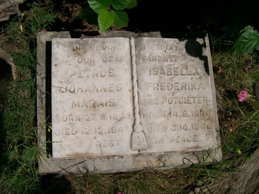 MARAIS Petrus Johannes 1883-1947 &amp; Isabella Frederika POTGIETER 1886-1960