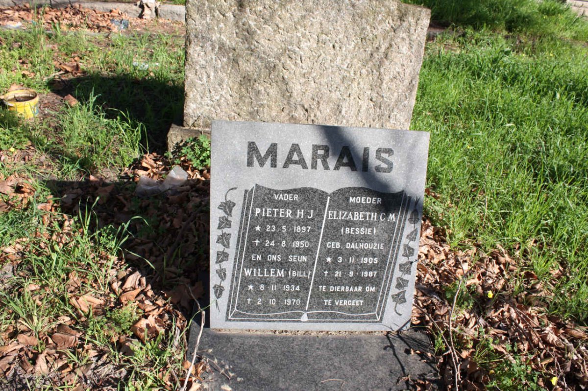 MARAIS Pieter H.J. 1897-1950 &amp; Elizabeth C.M. DALHOUZIE 1905-1987 :: MARAIS Willem 1934-1970