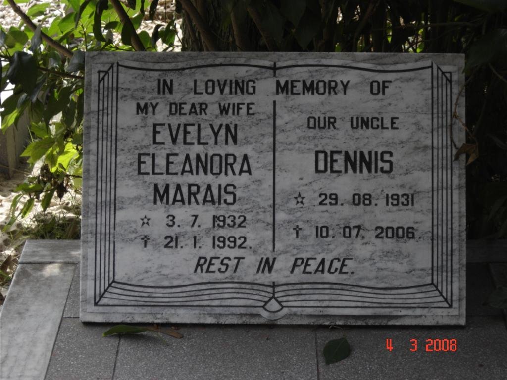 MARAIS Evelyn Eleanora 1932-1992 :: ?  Dennis 1931-2006