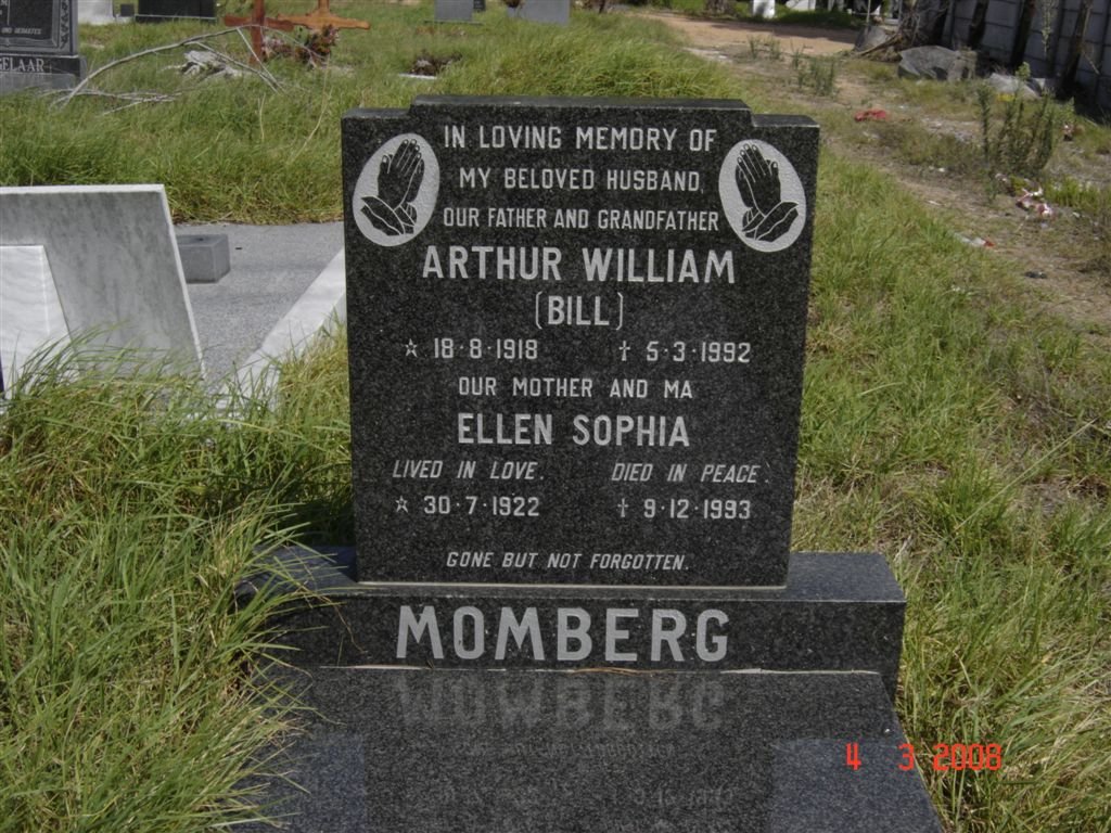 MOMBERG Arthur William 1918-1992 &amp; Ellen Sophia 1922-1993