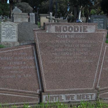 MOODIE Matilda nee STURROCK -1923 :: MOODIE Charles Edward -1937