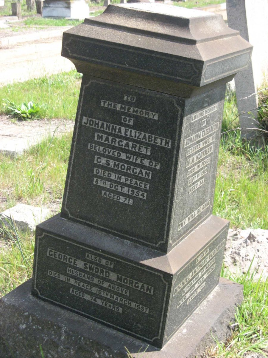 MORGAN George Sword -1957 &amp; Johanna Elizabeth Margaret -1954