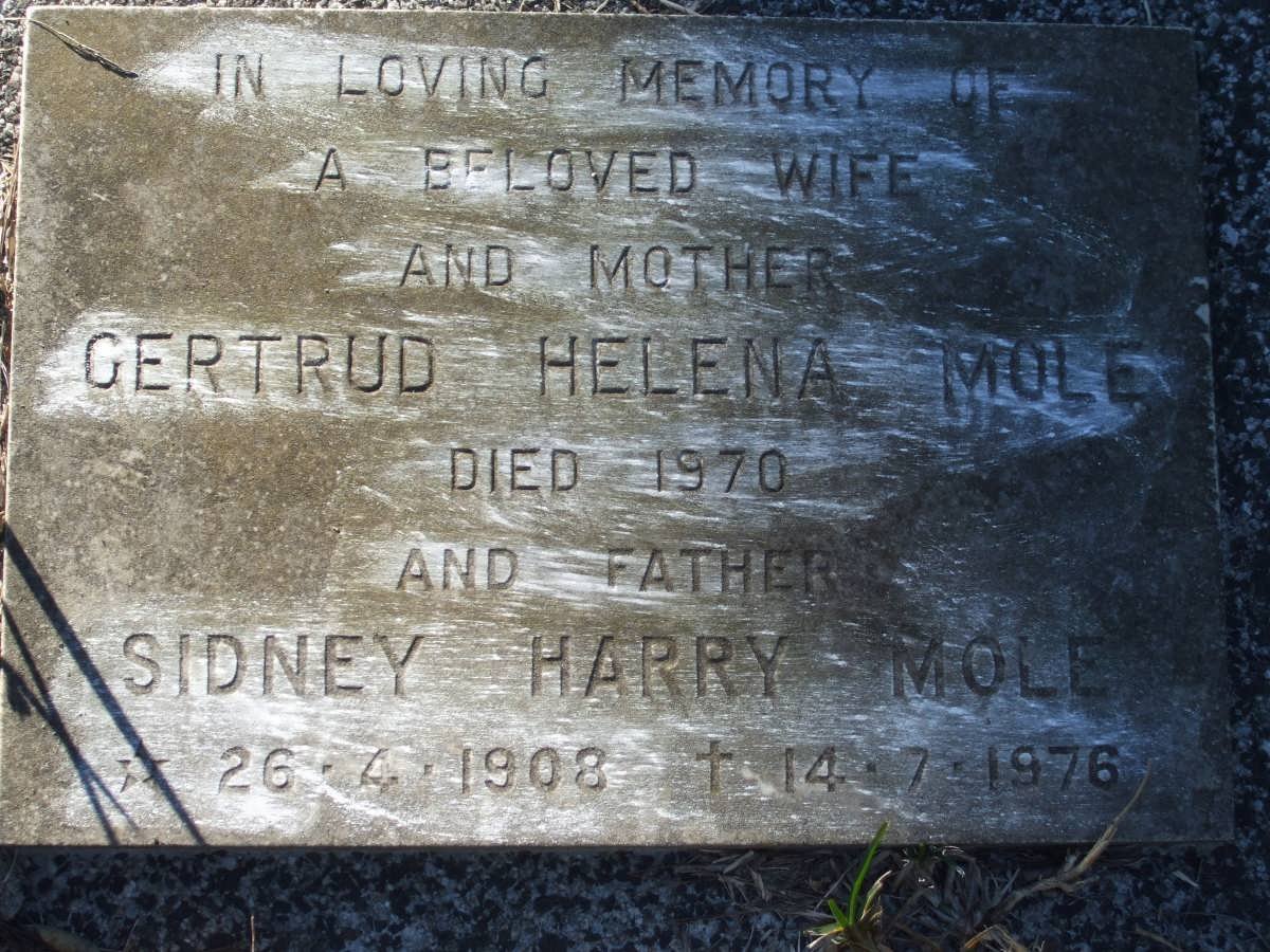 MOLE Sidney Harry 1908-1976 &amp; Gertrud Helena -1970