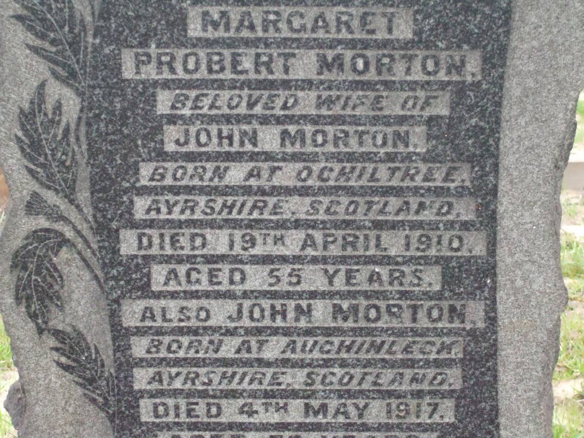 MORTON John -1917 &amp; Margaret Probert -1910