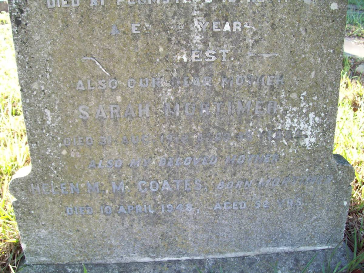 MORTIMER Sarah -19? :: COATES Helen M.M. nee MORTIMER -1948