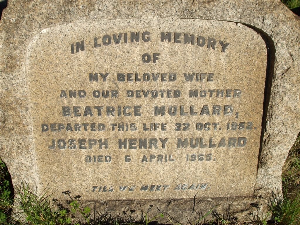 MULLARD Joseph Henry -1965 &amp; Beatrice -1952