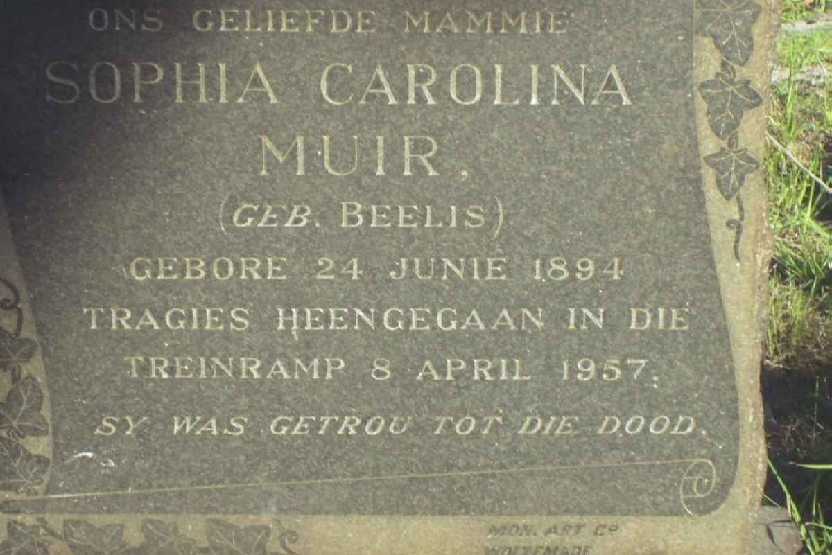 MUIR Sophia Carolina nee BEELIS 1894-1957
