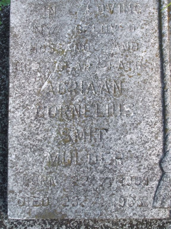 MULDER Adriaan Cornelius Smit 1889-19?5