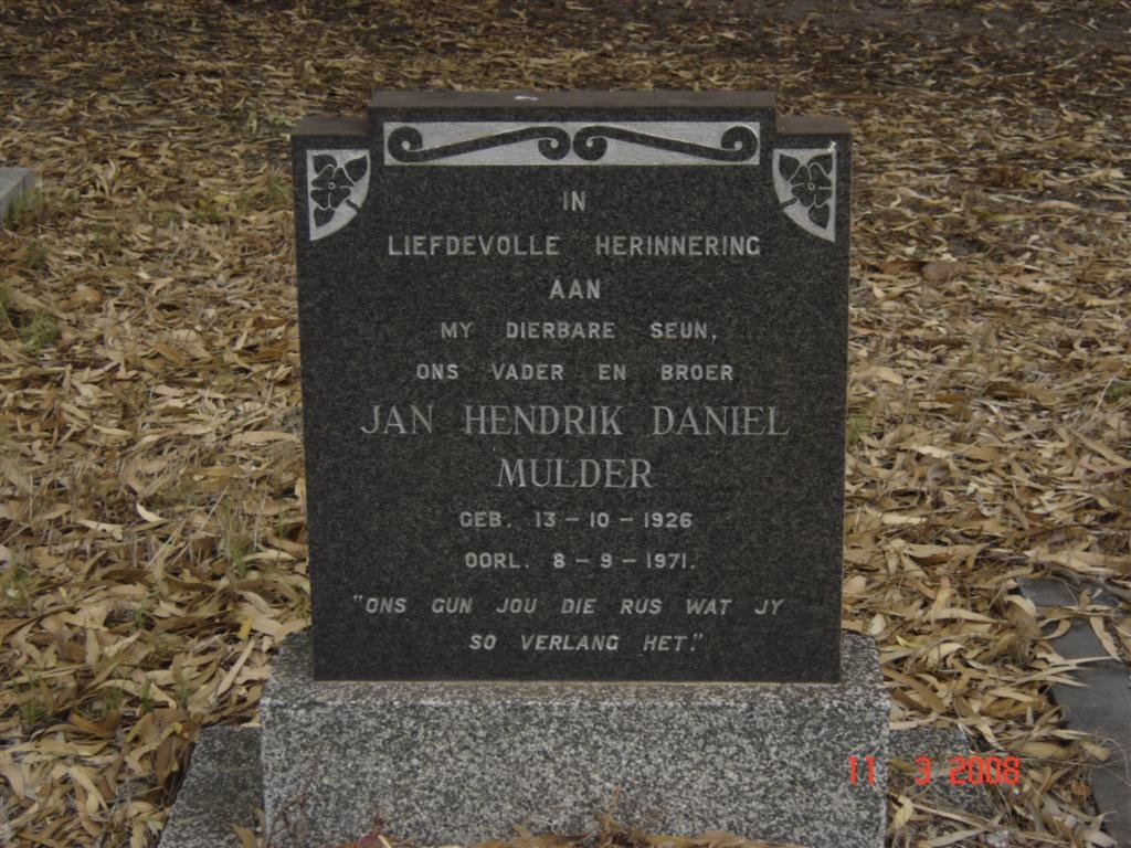 MULDER Jan Hendrik Daniel 1926-1971