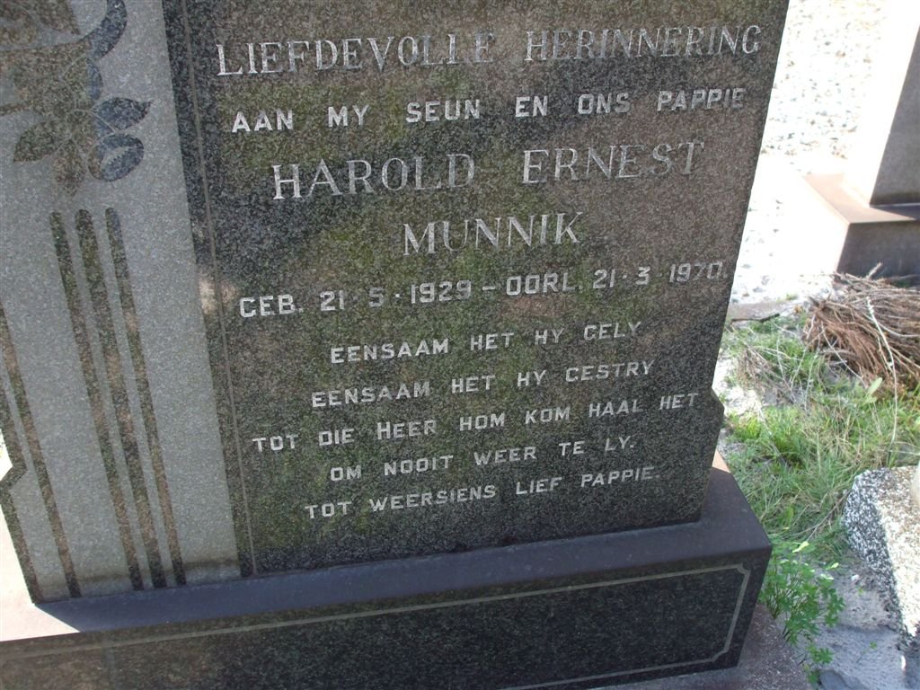 MUNNIK Harold Ernest 1929-1970