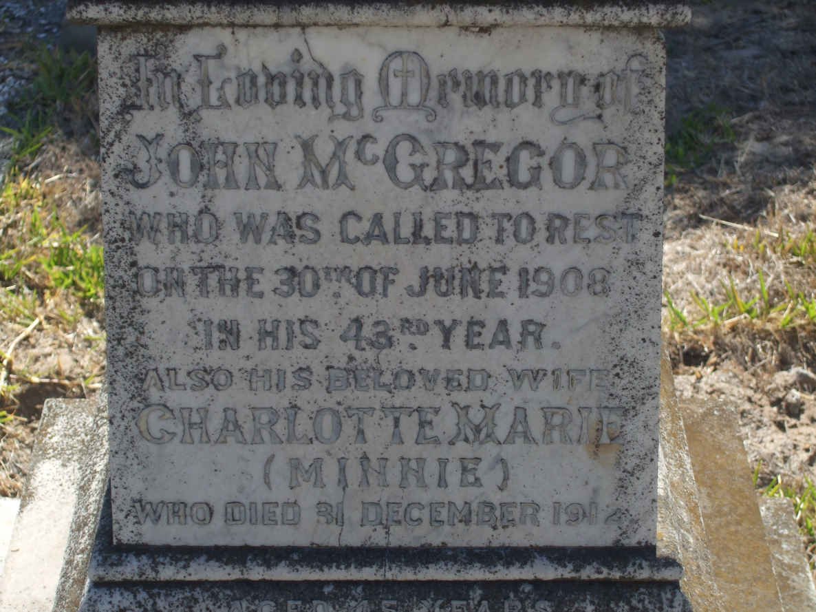 McGREGOR John -1908  &amp; Charlotte Marie -1912