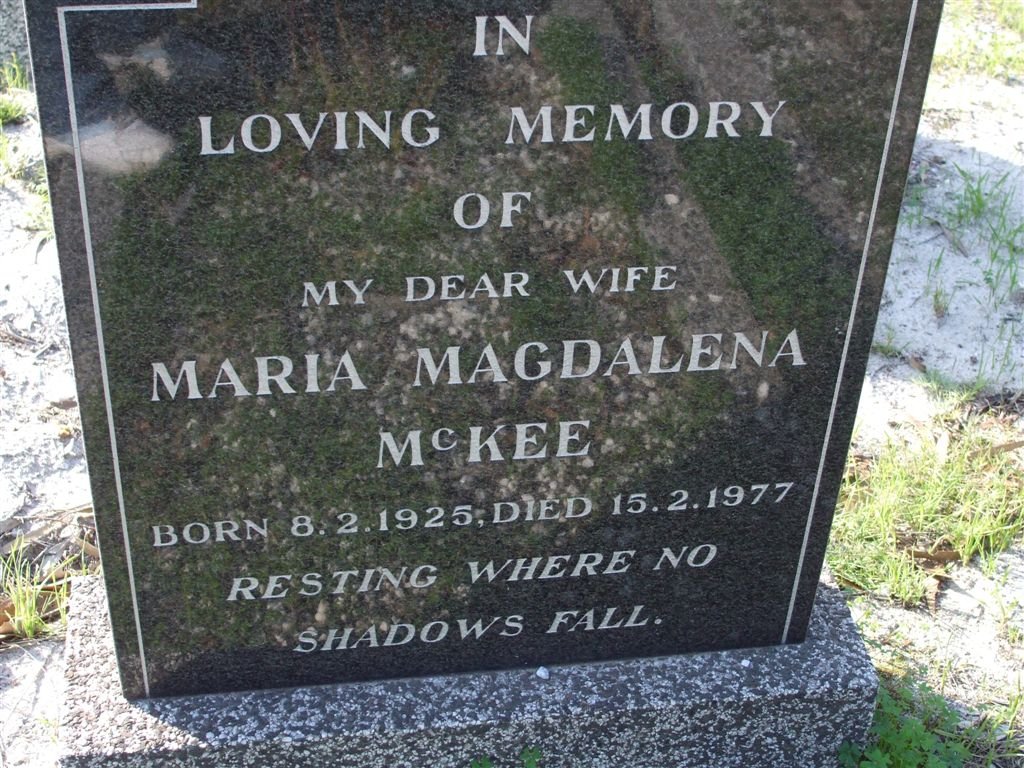 McKEE Maria Magdalena 1925-1977
