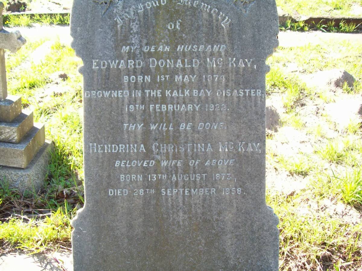 McKAY Edward Donald 1874-1922 &amp; Hendrina Christina 1873-1958