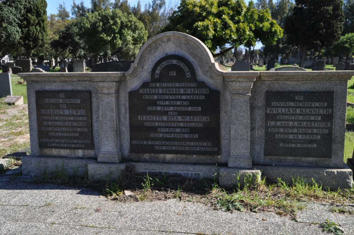 McARTHUR Charles Edward 1876-1941 &amp; Jeanette Rita 1898-1969