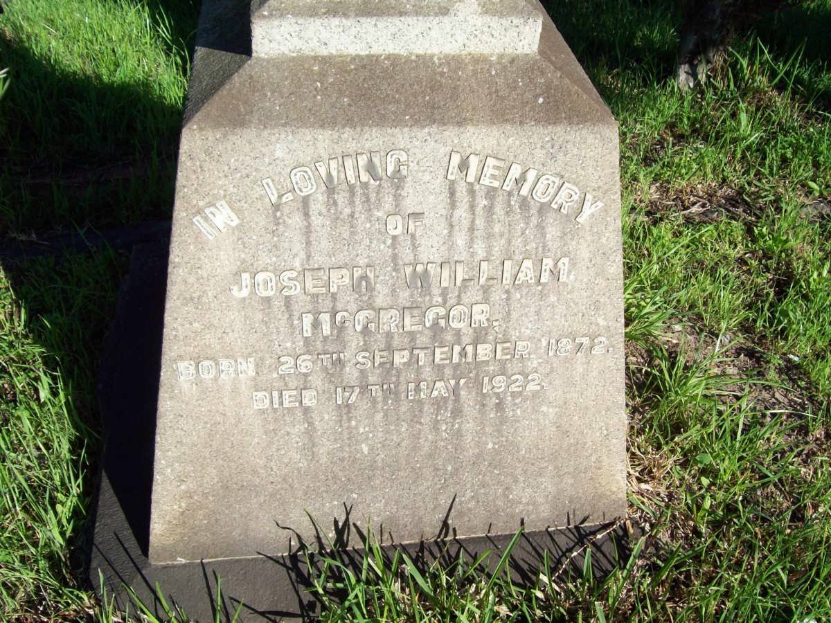 McGREGOR Joseph William 1872-1922