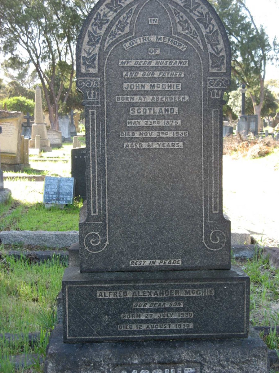 McGHIE John 1875-1936 :: McGHIE Alfred Alexander 1930-1930