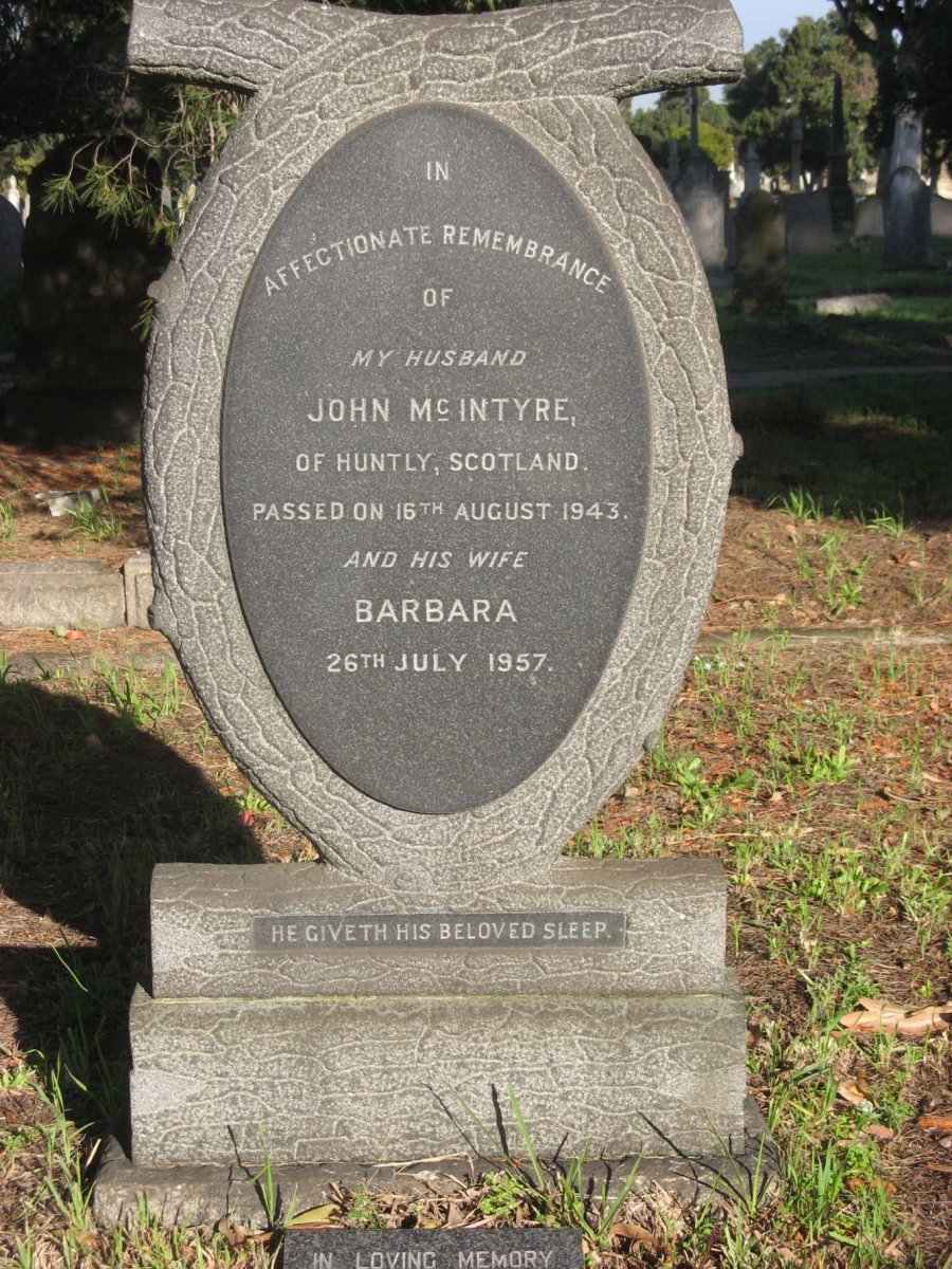 McINTYRE John -1943 &amp; Barbara -1957