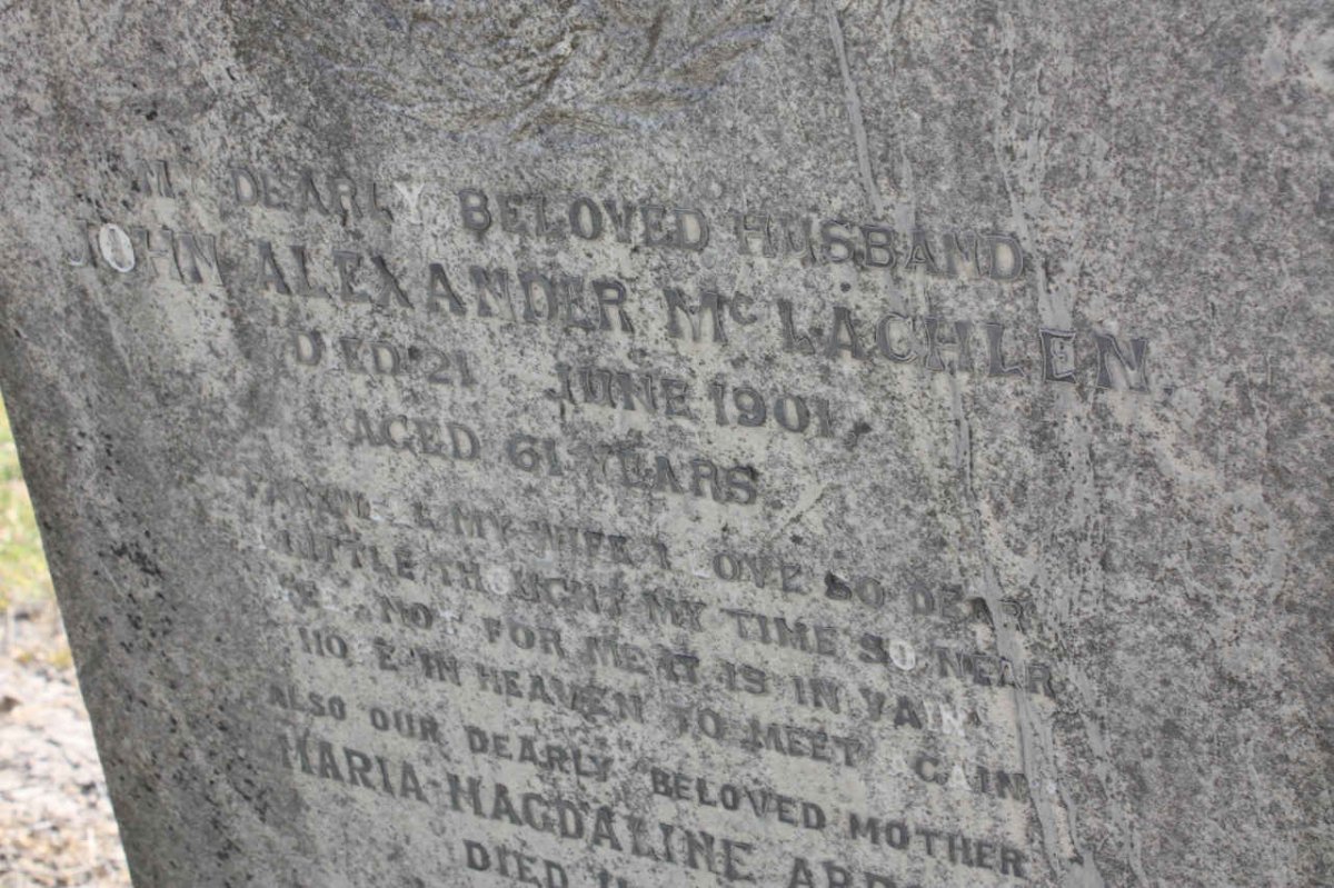 McLACHLEN John Alexander -1901 &amp; Maria Magdaline ABBOTT -1928
