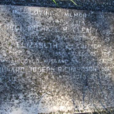 McCLEARY George Michael -1923 &amp; Elizabeth COLLIER -1954 :: RICHARDSON Edward Joseph -1971