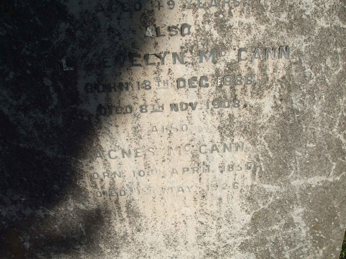 McCANN Lily Evelyn 1888-1908 :: McCANN Agnes 1885-1926
