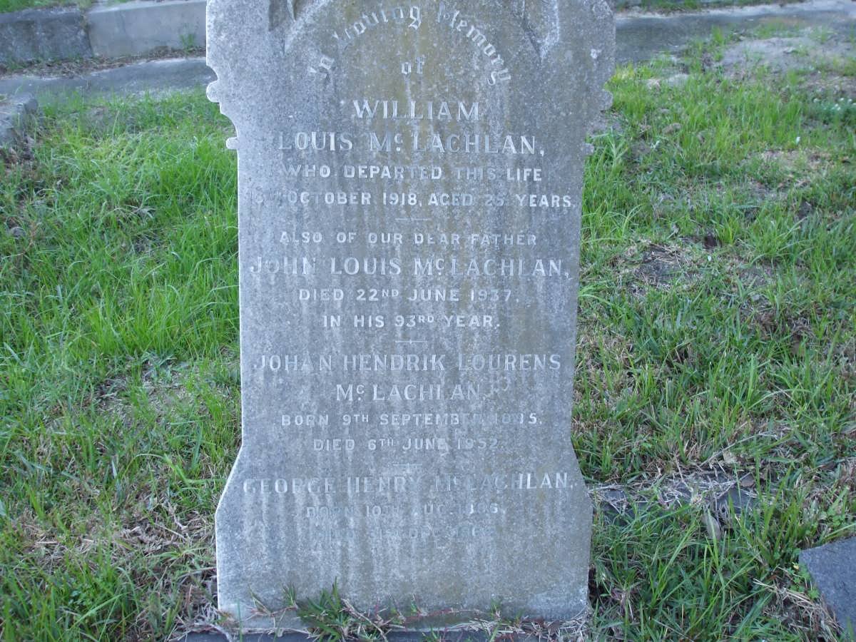 McLACHLAN William Louis -1918 :: McLACHLAN John Louis -1937