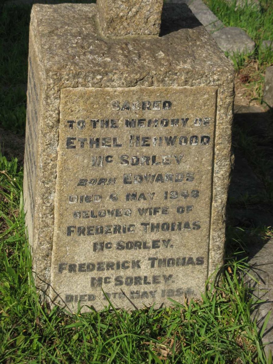 McSORLEY Frederick Thomas -1954 &amp; Ethel Henwood EDWARDS -1948