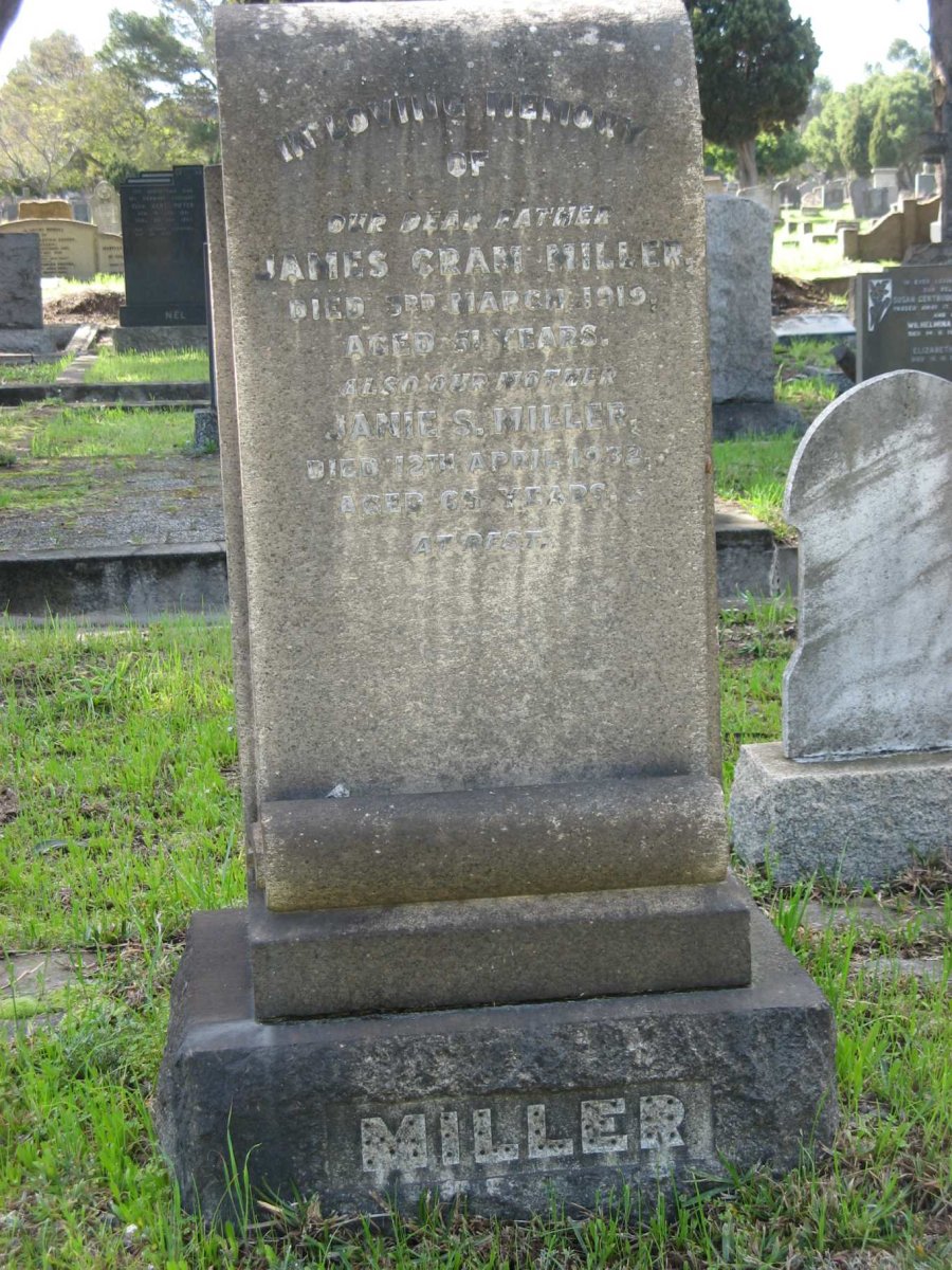 MILLER James Cram -1919 &amp; Janie S. -1932