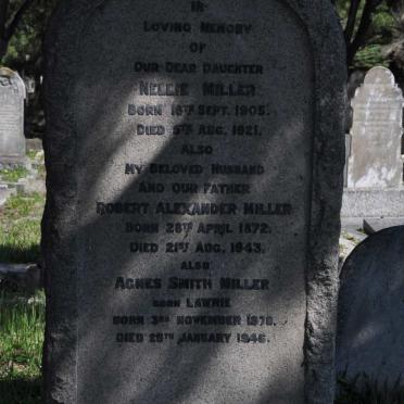 MILLER Robert Alexander 1872-1943 &amp; Agnes Smith LAWRIE 1870-1946 :: MILLER Nellie 1905-1921