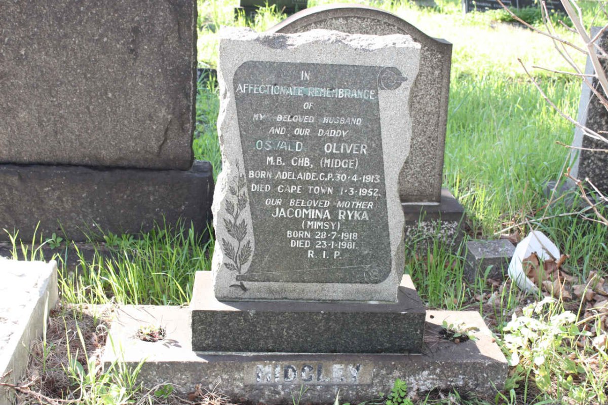 MIDGLEY Oswald Oliver 1913-1952 &amp; Jacomina Ryka 1918-1981