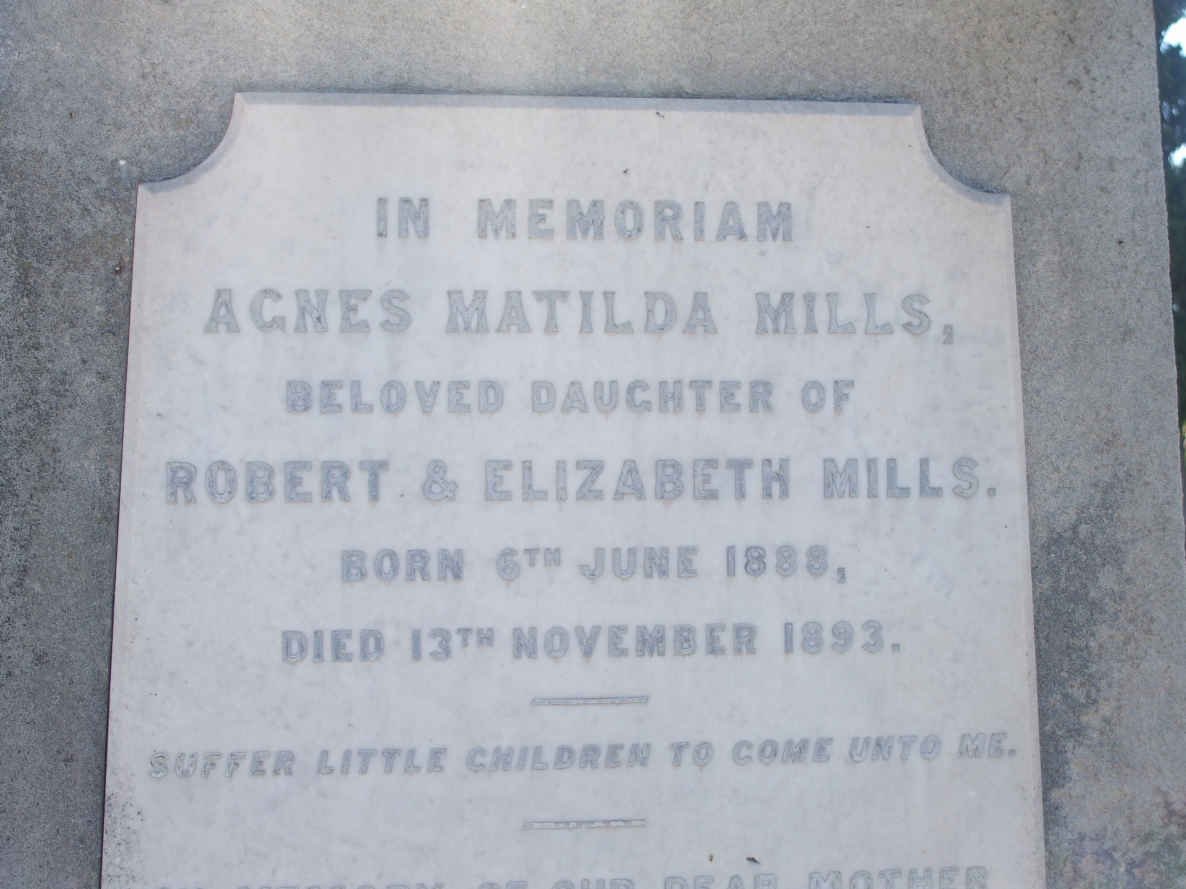 MILLES Agnes Matilda 188?-1893