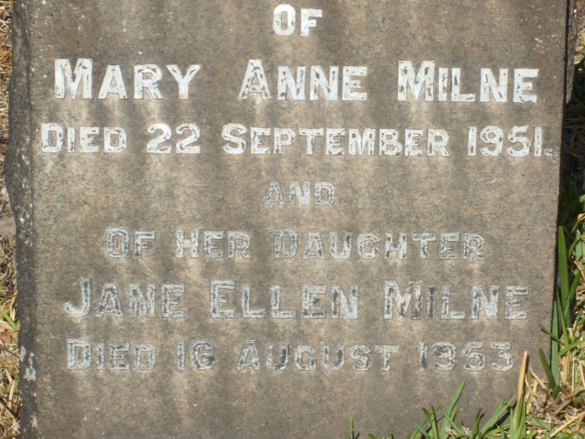 MILNE Mary Ann -1951 :: MILNE Jane Ellen -1953