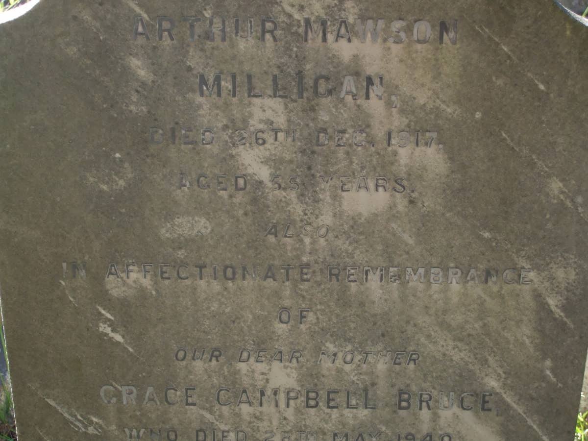MILLIGAN Arthur Mawson -1917 :: BRUCE Grace Campbell -1940 :: BURTON Helen -1956