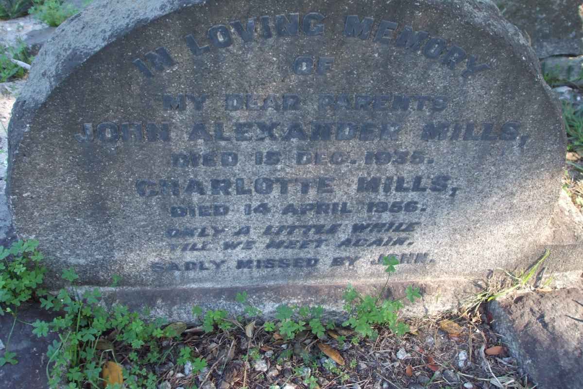 MILLS John Alexander -1935 &amp; Charlotte -1956