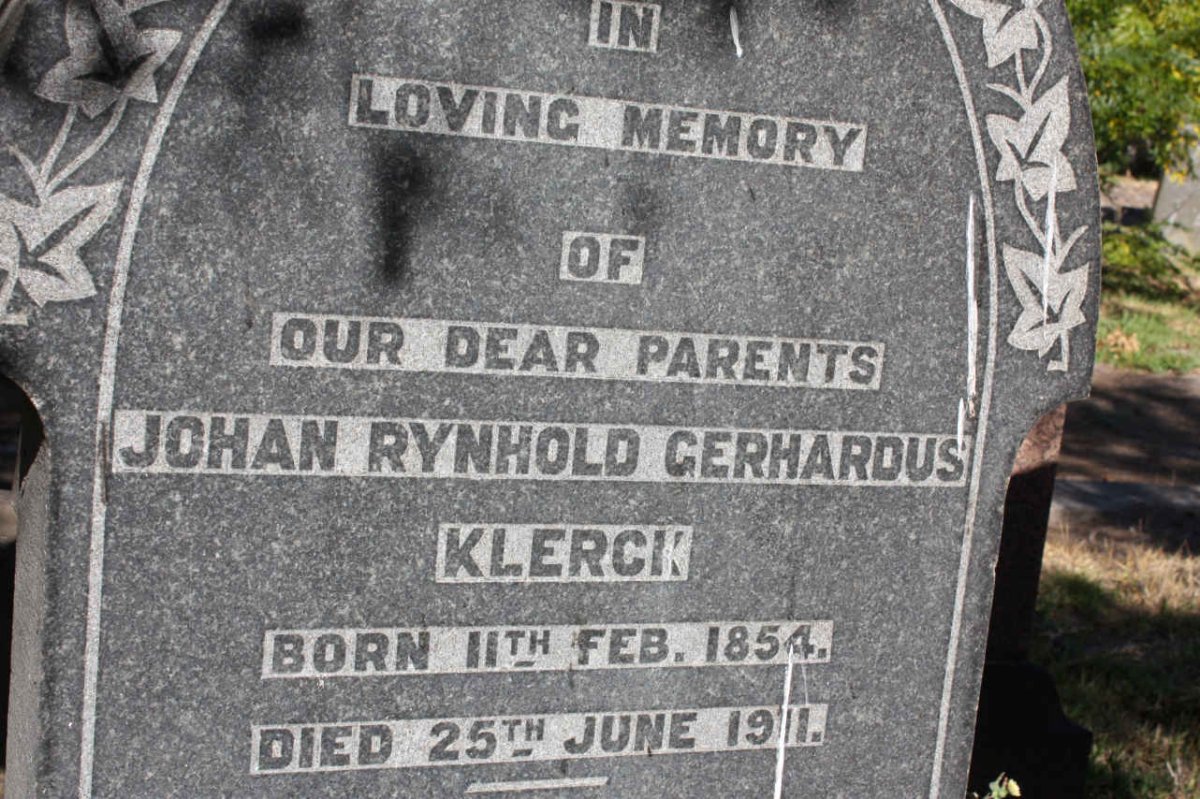 KLERCK Johan Rynhold Gerhardus 1854-1911 
